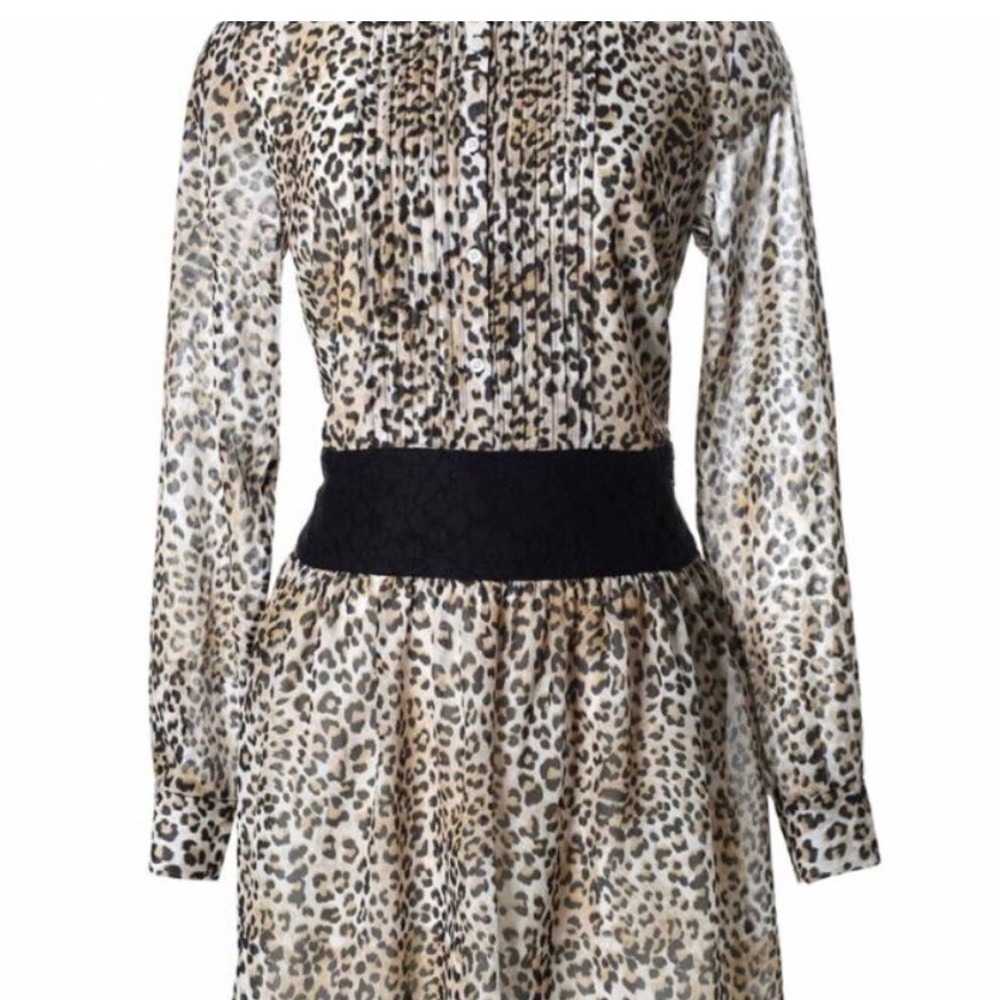 Marchesa Rose Size Small Spring Leopard Cavier Bell Sleeve Dress $475 MVD06